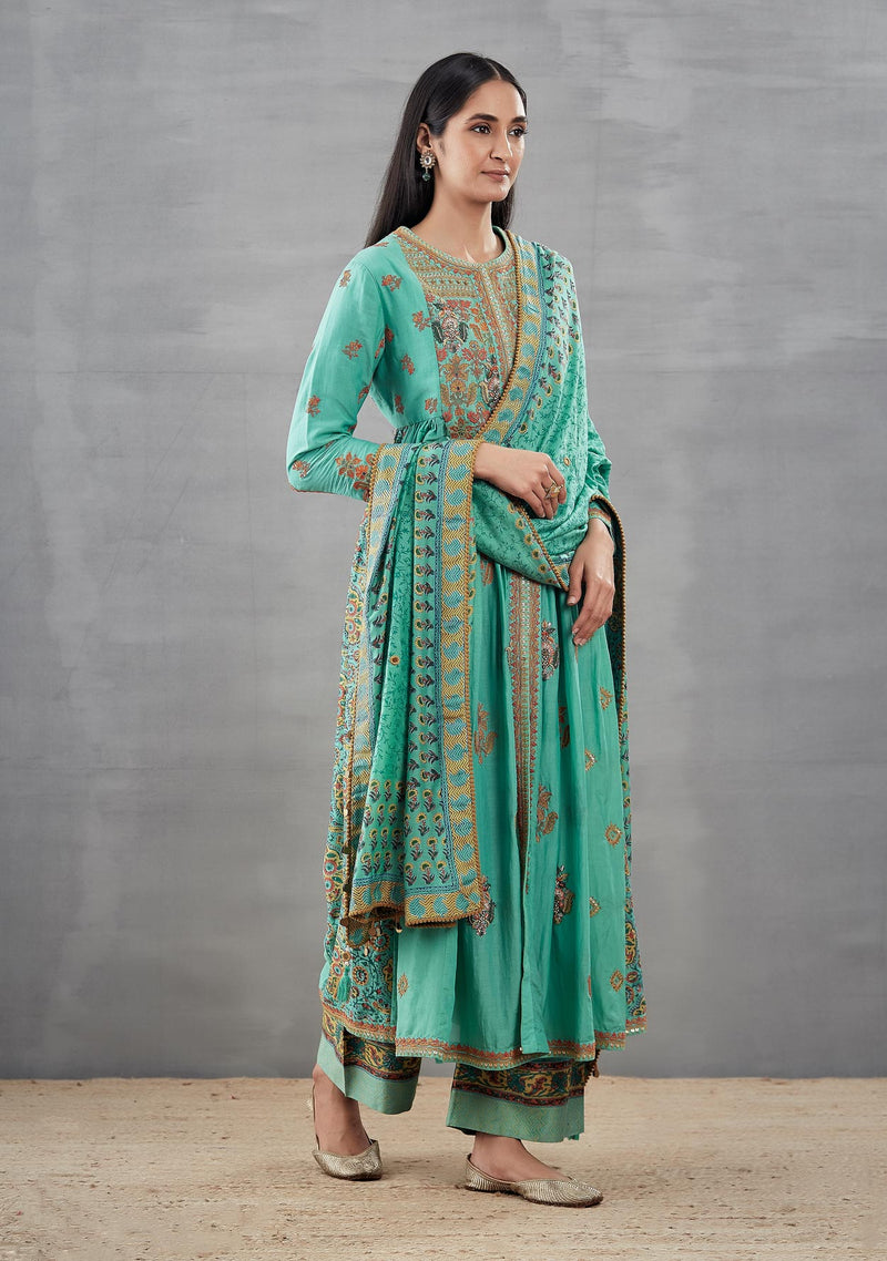 Silk Modi Kurta with Silk Dupatta and Pants