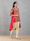Red Mughal Barfi Trail Jacket With Dhoti Pant