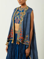 Blue Chanderi Skirt Set