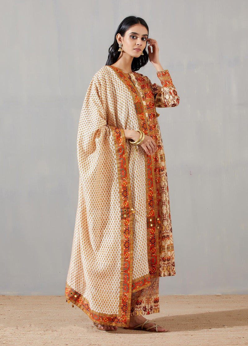 Nergis 4 Kali Kurta With Palazzo And Asma Print Dupatta