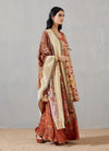 Nergis Angrakha Frock Dress With Orange Print Dupatta