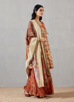 Nergis Angrakha Frock Dress With Orange Print Dupatta