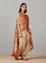 Nergis High-Low Jacket With Daimond Barfi Top And Silk Asma Flower Print Pleat Salwar