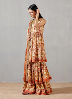 Nergis Dooble Layer Sharara With Peplum Top And Dupatta