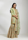 Pista Green Printed Sharara with an Embroidered Kurta and Dupatta Set