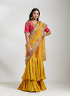 Yellow and Magenta Sharara Saree Set