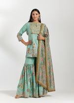 Turquoise Silk Sharara Set