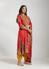 Red Kurta Set with Mustard Salwaar