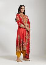 Red Kurta Set with Mustard Salwaar