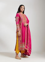 Magenta Embroidered Kurta with Mustard Dupatta and Salwar