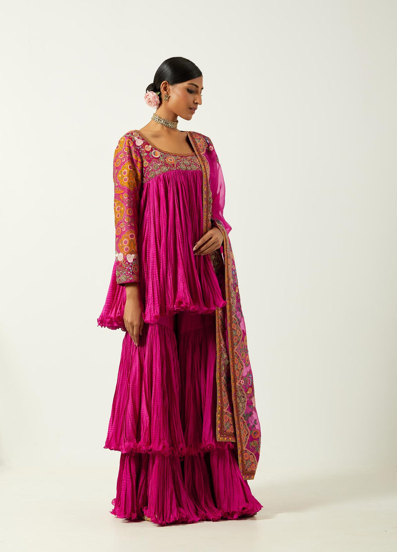 Magenta Chanderi Sharara Set