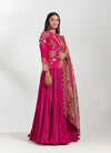 Magenta Chanderi Skirt Set