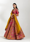 Magenta And Yellow Chanderi Zardozi Work Lehenga Set