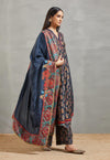 Blue Buti Print Side Gather Kurta Set