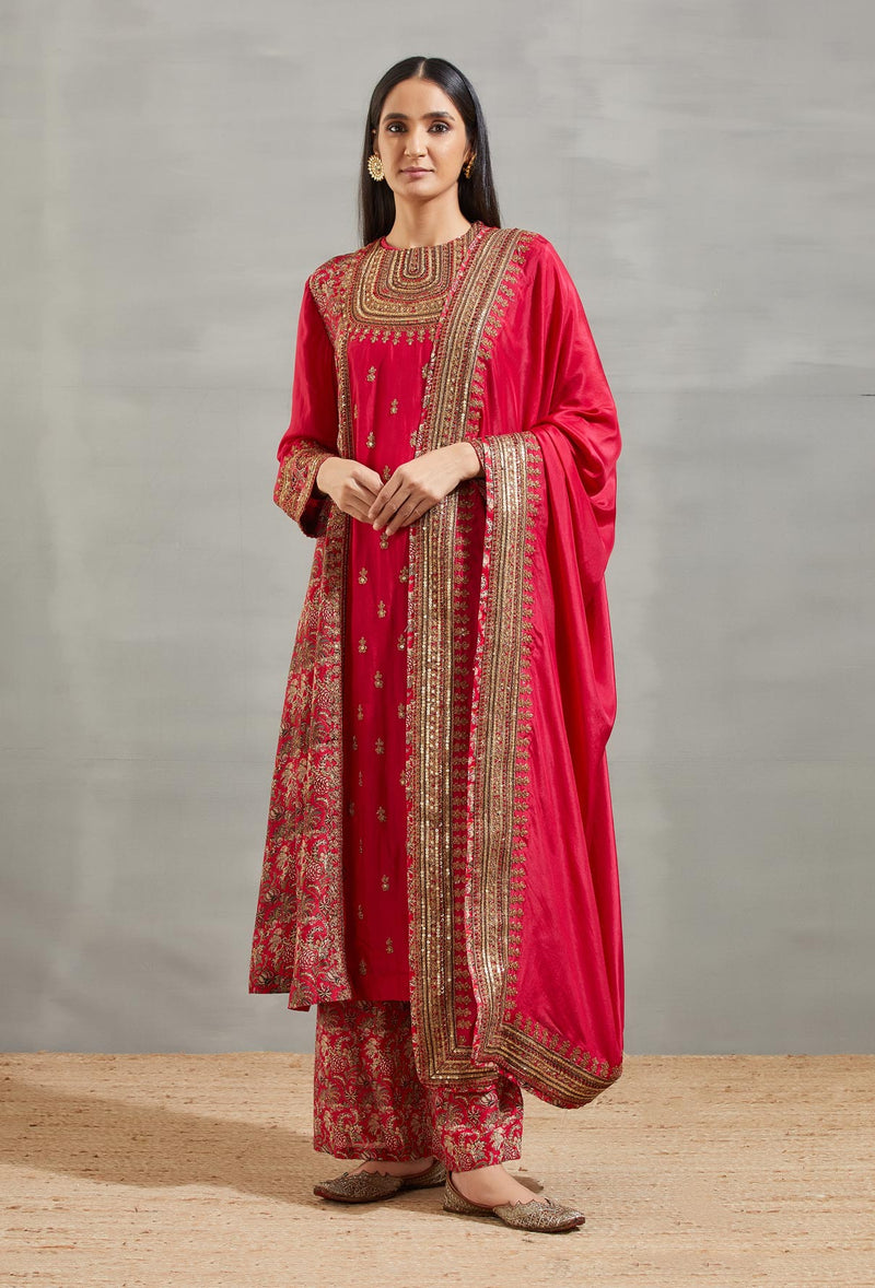 Magenta Copper Embroidery Salim Kurta Set