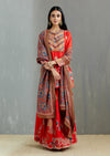 Red Nidhi Sharara With Mughal Print Dupatta