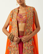 Orange Chanderi Jacket Set