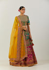 Green And Magenta Sonu Lehenga With Blouse And Dupatta