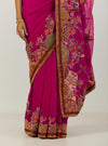 Magenta Organza Sari With Blouse