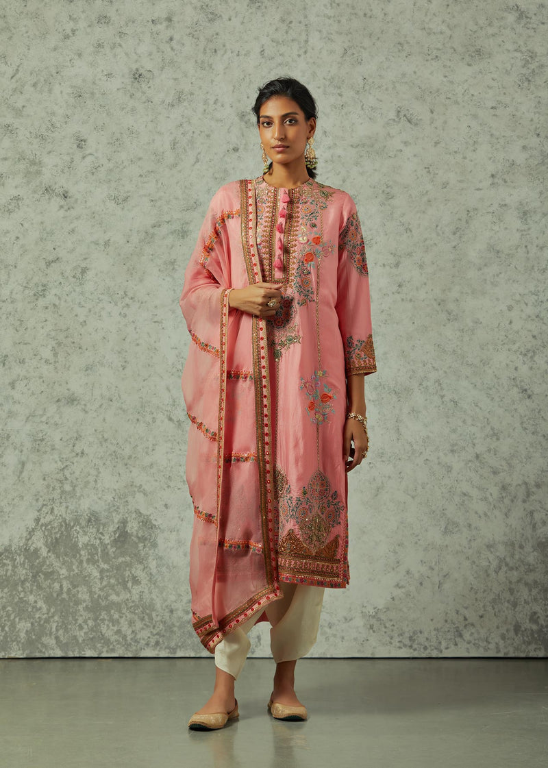 Old Rose silk kurta set