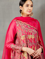 Magenta Kalidaar and Palazzo Set with Embroidery