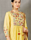 Yellow Silk Embroidered Kurta Set