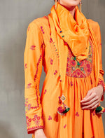 Orange Kurta with a Fershi and Scarf