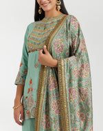 Turquoise Silk Sharara Set