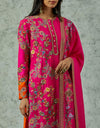 Rani Pink Silk Embroidered Kurta Set