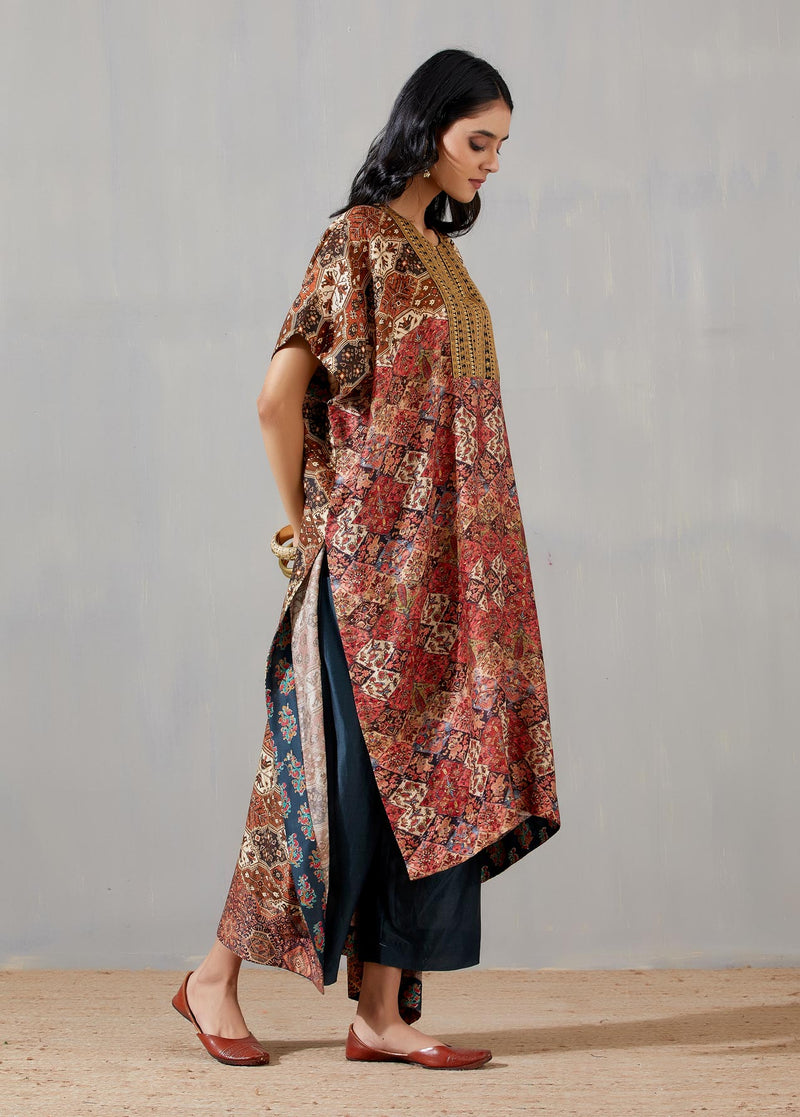 Multicolour Printed Kaftan With Pants