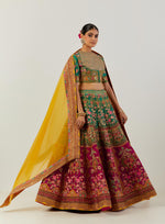 Green And Magenta Sonu Lehenga With Blouse And Dupatta