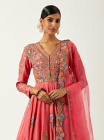 Candy Pink Chanderi Anarkali Set