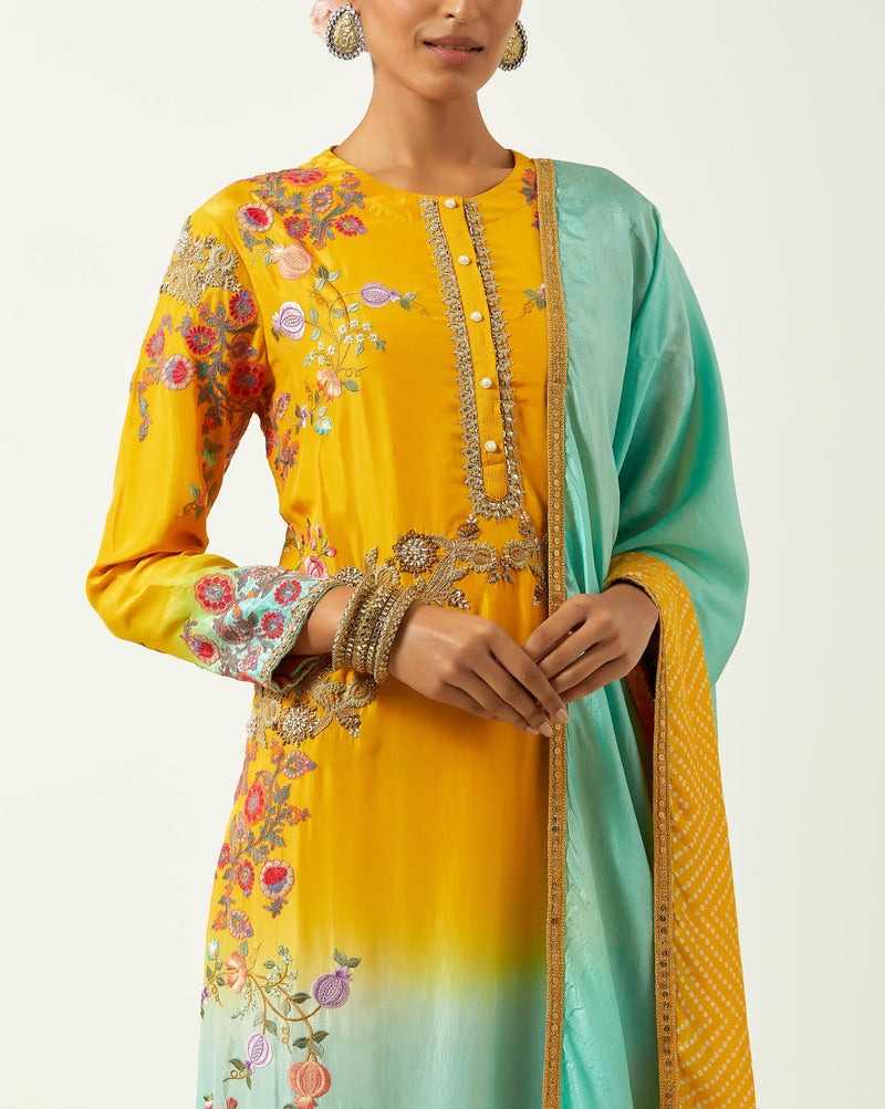 Mustard Feroza Silk Kurta Set