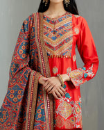 Red Nidhi Sharara With Mughal Print Dupatta