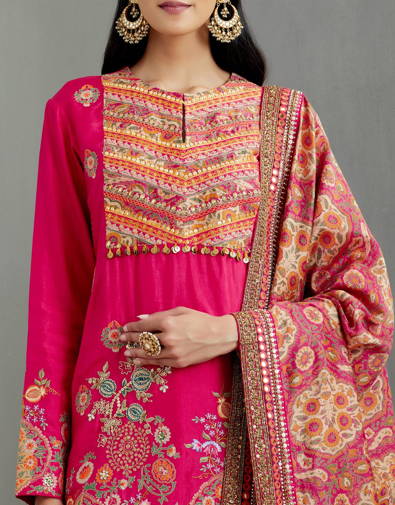 Magenta Nidhi Sharara with Mughal Print Dupatta