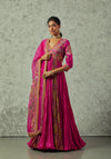 Magenta Crinkled Anarkali Set