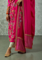 Rani Pink Silk Embroidered Kurta Set