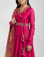 Magenta Anarkali Set with a Prainted Dupatta