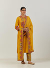 Mustard Phoolwari Kurta With Dupatta And Pant