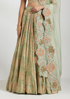 Pista Green Printed Lehenga Set