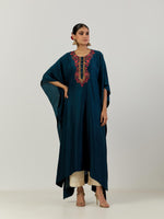 Blue Mughal Print Cape And Tamba Kaftan