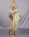 Deep Blue Embroided Top with Pink Dhoti Pants Set