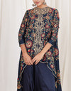 Navy Long Cape and Dhoti Set