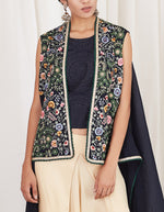 Navy and Cream Dhoti Set