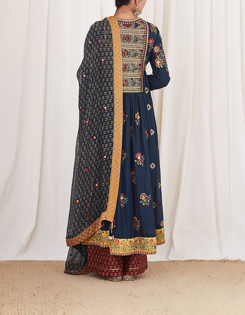 Navy Anarkali Set