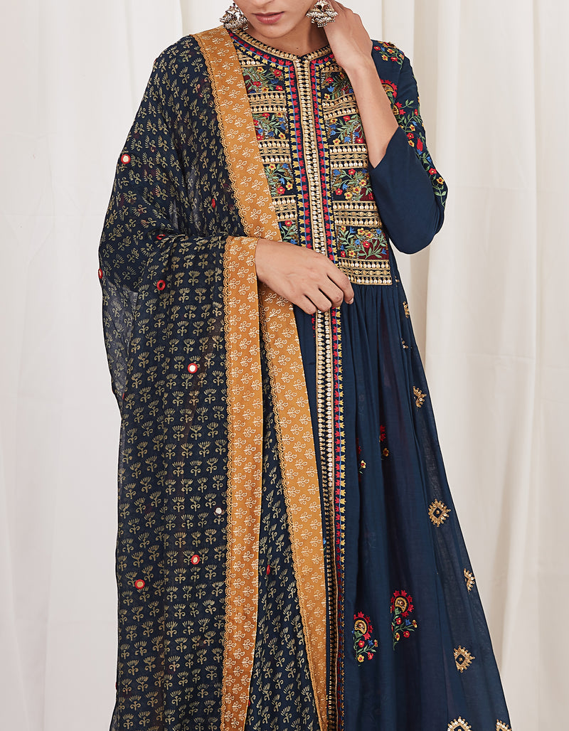 Navy Anarkali Set