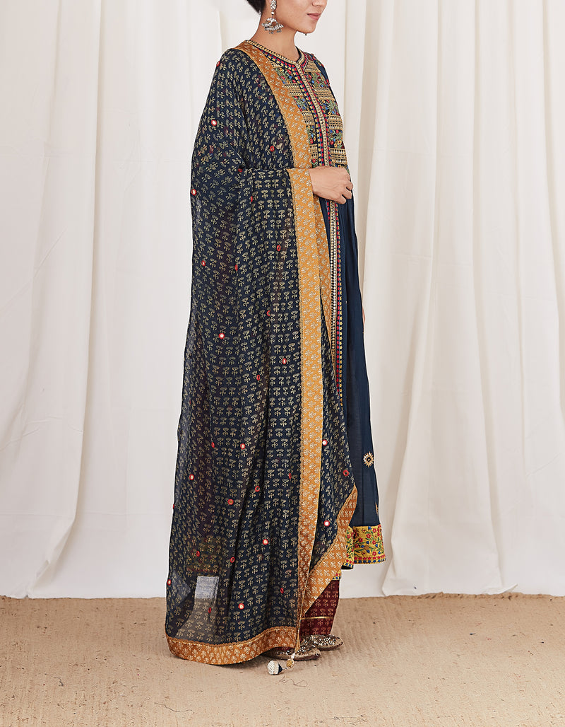 Navy Anarkali Set