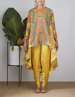 Yellow Chanderi Embroidered Jacket Set