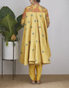 Yellow Chanderi Embroidered Jacket Set
