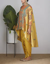 Yellow Chanderi Embroidered Jacket Set